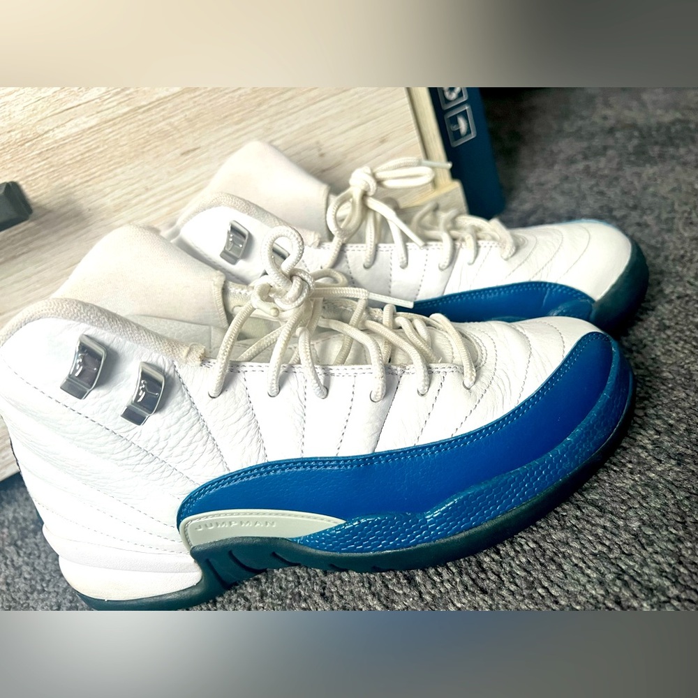 White and Blue Athletic Shoes